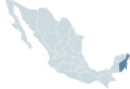 Locator map for the state of Quintana Roo within Mexico.