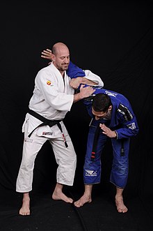 Ude hishigi ude gatame from standing position