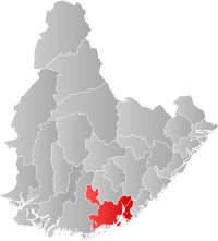 Kart som viser Kristiansand kommune.