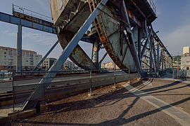 Rack-and-pinion system of the Tivoli Bridge, Sète, Hérault, France.