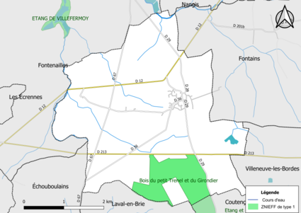 Carte des ZNIEFF de type 1 de la commune.