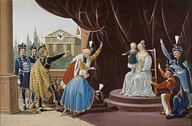 Georg Vogel, L'héritier du trône, Représentation de l'héritier du trône Joseph, plus tard Joseph II, présenté aux domaines hongrois de l'impératrice Marie-Thérèse à Pressburg.