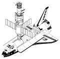 Figure 2-6. Conceptual drawing of Shuttle docked with Salyut.