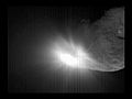 This movie taken by Deep Impact's flyby spacecraft shows the flash that occurred when comet Tempel 1 ran over the spacecraft's probe. It was taken by the flyby craft's high-resolution camera over a period of about 40 seconds. The image has been digitally processed to enhance the view of the comet's nucleus.