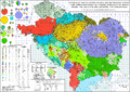 Românii, colorați în albastru, în Europa centrală și de sud-est