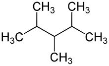 Skeletal formula of 2,3,4-trimethylpentane with some implicit hydrogens added