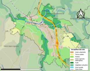 Carte en couleurs présentant l'occupation des sols.