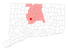 Plainville's location within Hartford County and Connecticut