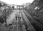 Tunnelmynning (till vänster) vid Södra station, 1950-tal