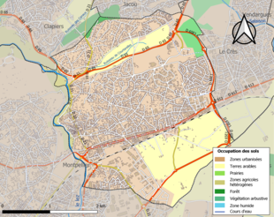 Carte en couleurs présentant l'occupation des sols.