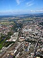 Aerial view of Gießen, River Lahn and railway line to Marburg