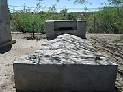 Tomb of Henry Wickenburg in the Henry Wickenburg Pioneer Cemetery located in Adams Street. The cemetery was listed in the National Register of Historic Places April 4, 2011. Reference #11000151.