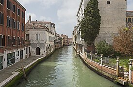 Rio di Ca Foscari (Venice). View from the Bridge Foscari, to the Bridge Santa Margherita