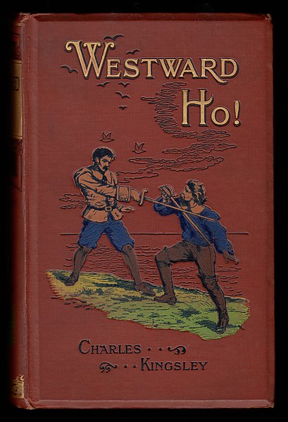 Cover to the 1899 Frederick Warne & Co. printing of Charles Kingsley's Westward Ho!