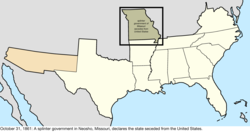 Map of the change to the Confederate States on October 31, 1861