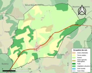 Carte en couleurs présentant l'occupation des sols.