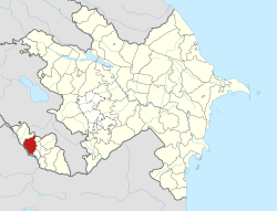 Map of Azerbaijan showing Kangarli Raion