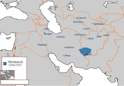 Map of the Mihrabanid dynasty