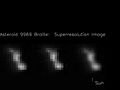 The two images on the left hand side of this composite image frame were taken 914 seconds and 932 seconds after the recent Deep Space 1 (DS1)encounter with the asteroid 9969 Braille by the Miniature Integrated Camera Spectrometer (MICAS). The image on the right was created by combining the two images on the left. The Sun is illuminating Braille from below , as is indicated by the arrow. Braille (also known as 1992 KD) was discovered on May 27, 1992 by astronomers Eleanor Helin and Kenneth Lawrence using the 46 centimeter (18 inch) Shmidt telescope at Palomar Observatory, while scanning the skies as part of the Palomar Planet-Crossing Asteroid Survey. Deep Space 1 was launched into orbit around the Sun on October 24, 1998 at 5:08 a.m. Pacific Daylight Time from Cape Canaveral Air Station, Florida on a Delta 7326, a variant of the Delta II rocket. An ion engine, operating for more than 1800 hours, was used to maneuver the spacecraft for an encounter with Braille. The closest approach of DS1 to the asteroid, at an approximate distance of 15 kilometers, occurred on July 29,1999 at 04:45 Universal Time, July 28 at 9:46 p.m. Pacific Daylight Time.