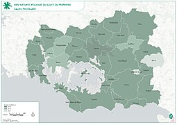 Carte des communes adhérentes au parc naturel en 2023.