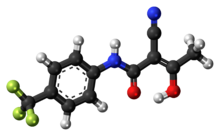 Ball-and-stick model of the teriflunomide molecule