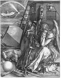 Melencolia (zwartgalligheid) I van Albrecht Dürer.