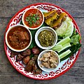 A selection of northern Thai dishes served as starters