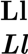 Capital and lowercase versions of L, in normal and italic type