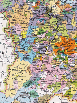 Kadipaten Lorraine (biru) di Kekaisaran Romawi Suci (sekitar tahun 1400)