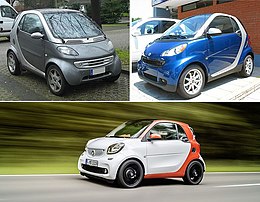 Le tre generazioni della Fortwo a confronto