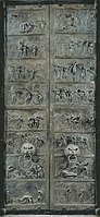 Bildseite der Bernwardstür am Westportal des Hildesheimer Doms (auf das Jahr 1015 datiert)[7]