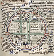 A 12th century diagram of Jerusalem in a round shape