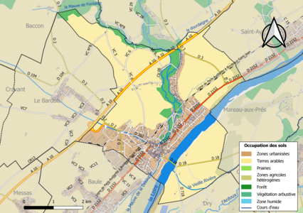 Carte des infrastructures et de l'occupation des sols de la commune en 2018 (CLC).