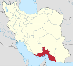 Map of Iran with Hormozgān highlighted