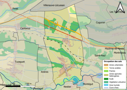 Carte en couleurs présentant l'occupation des sols.