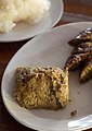 'Aep ong-o': grilled pig's brain with egg and curry paste