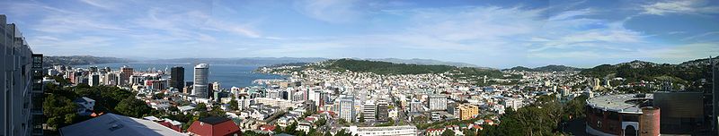 Panorama Wellington, widok z dachu Uniwersytetu Wiktorii