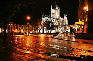 Abbey of Bath at night