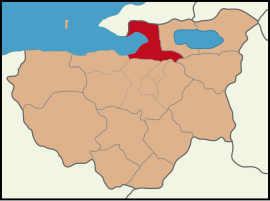 Map showing Gemlik District in Bursa Province