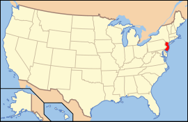 Map of the United States with نیوجرزی highlighted