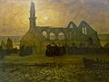 Charles Cottet : L'église brûlée (1911, musée des beaux-arts de Quimper) [Il s'agit de la chapelle Notre-Dame-de-Rocamadour à Camaret-sur-Mer