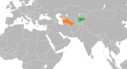 Map indicating locations of Kyrgyzstan and Turkmenistan