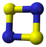 Spacefill model of disulfur dinitride