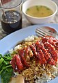 'Khao na pet': red roast duck on rice