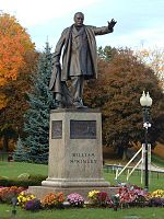 William McKinley statue in the square in front of the library (2004 photo)