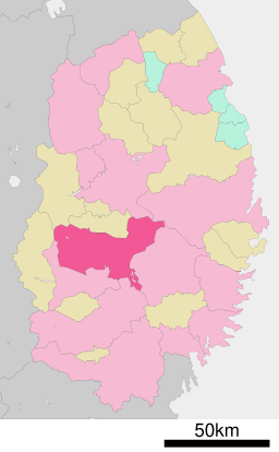 Hanamakis läge i Iwate prefektur Städer:      Signifikanta städer      Övriga städer Landskommuner:      Köpingar      Byar