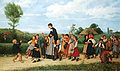 Der Schulspaziergang ("Perjalanan Sekolah", Albert Anker 1872), menggambarkan pendekatan liberal Pestalozzi terhadap pendidikan[2]