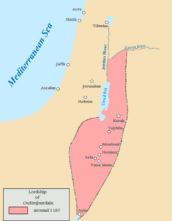 The Lordship of Transjordan at its greatest extent. Boundaries approximate.