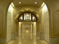 Stained glass in the crypt Mausoleum of the Cathedral of Our Lady of the Angels (Los Angeles)