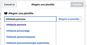 Inserint nom infotaula amb l'editor visual